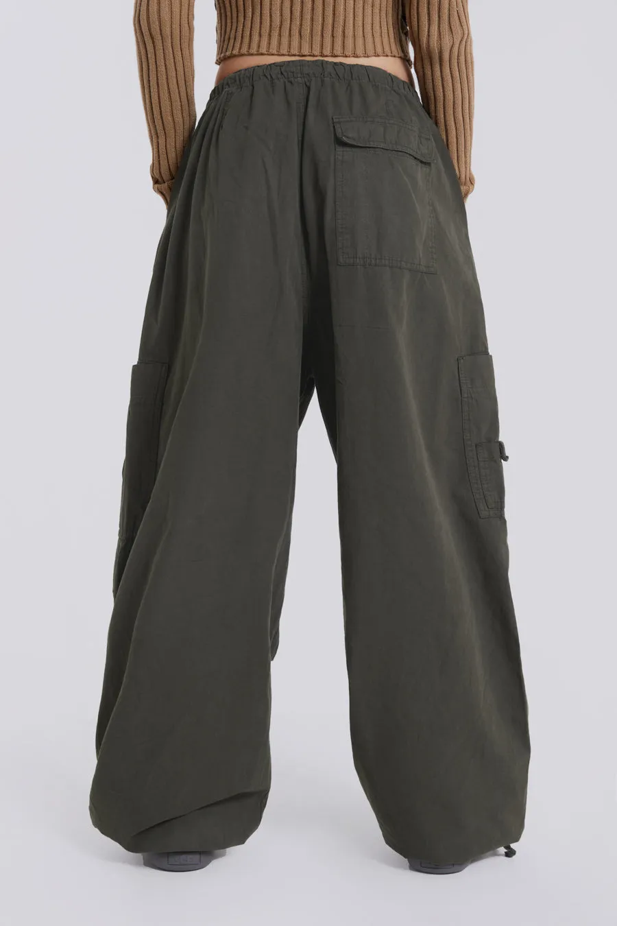 Khaki Parachute Cargo Pants