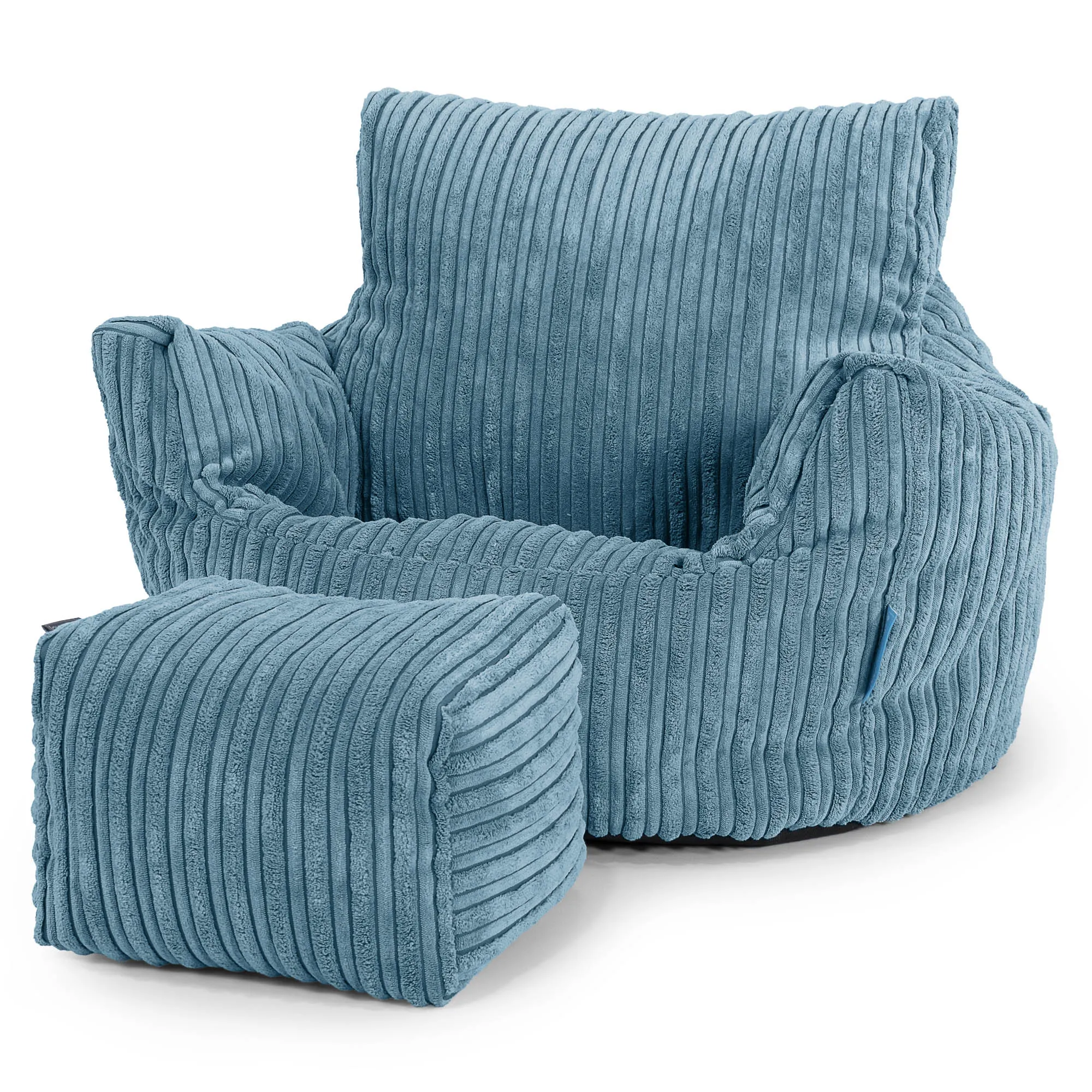 Kids Armchair Bean Bag for Toddlers 1-3 yr - Cord Aegean Blue