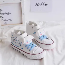 Kids Cute Cartoon Pattern Velcro High Top Canvas Girls Shoes