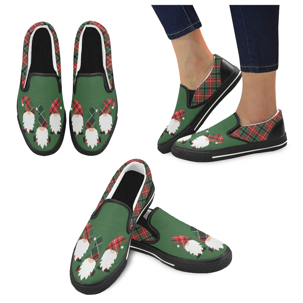 Kid's Elves Christmas Print Canvas Slip On Shoes