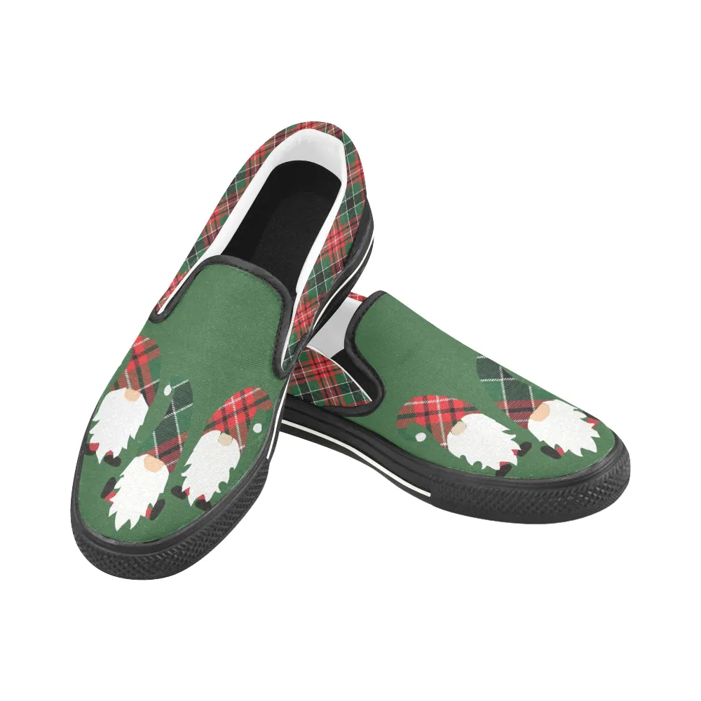 Kid's Elves Christmas Print Canvas Slip On Shoes