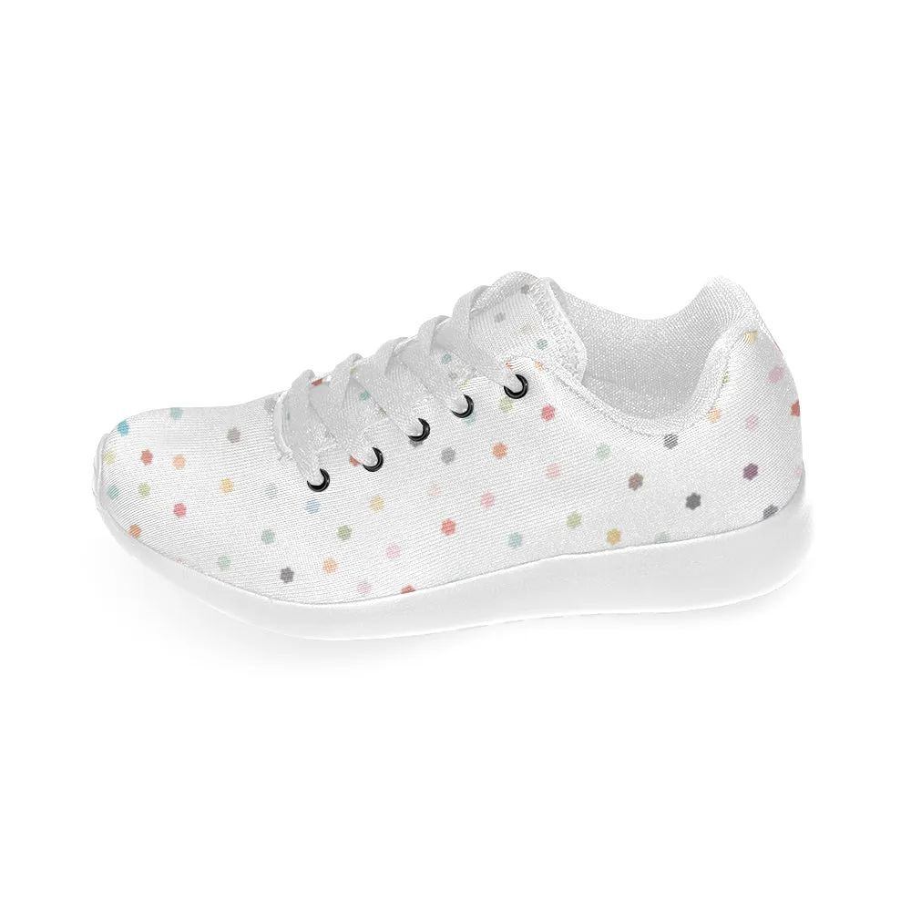 Kid's Rainbow Stars White Polka Print Canvas Sneakers