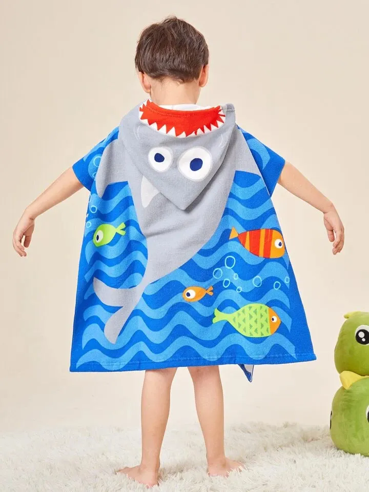 Kids Shark Poncho Towel