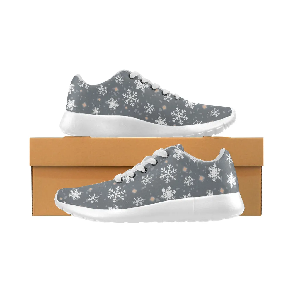 Kid's Snowflake Christmas Print Canvas Sneakers White)