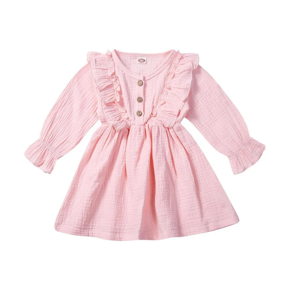 Kids Toddler Baby Girl Ruffle Long Sleeve Dress Princess Party Dress