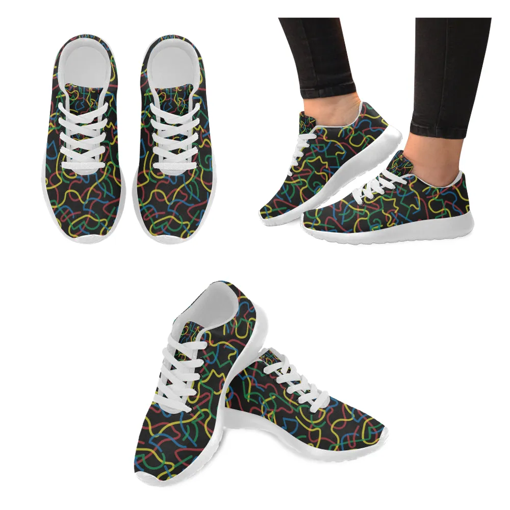 Kid's Wiggly Black Doodle Print Canvas Sneakers