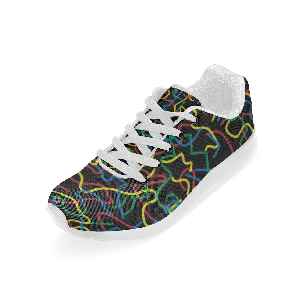 Kid's Wiggly Black Doodle Print Canvas Sneakers