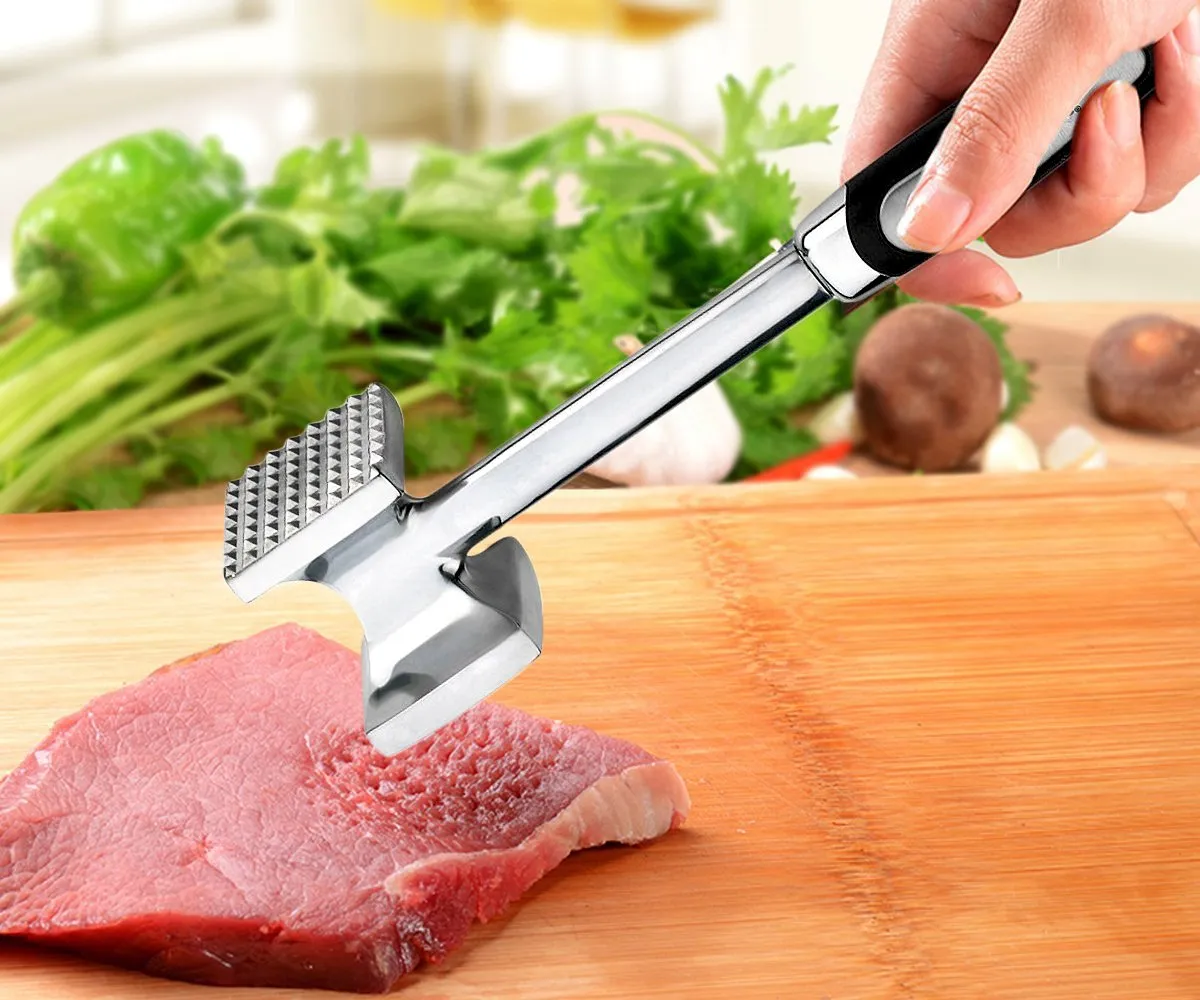 Kitch N' Wares 2 Sided Meat Tenderizer, Meat Hammer, Meat Mallet Tool for Pounding