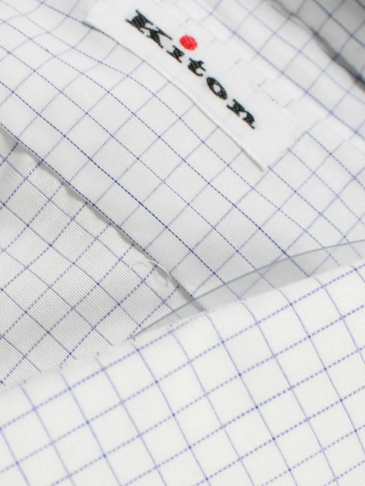 Kiton Dress Shirt White Navy Graph Check 39 - 15 1/2 SALE