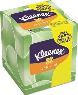 Kleenex Anti-Viral Facial Tissue' 3-Ply' 68 Sheets Per Box