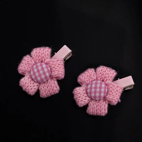 Knitted Flower Hair Clips [Pair]