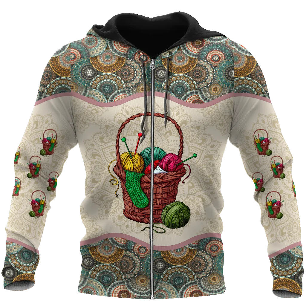 Knitting Mandala Pattern 3D Full Printed Sweatshirt Hoodie, Shirts For Men And Women Christmas