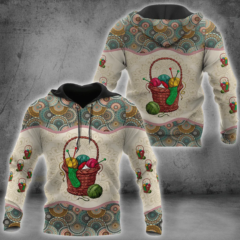 Knitting Mandala Pattern 3D Full Printed Sweatshirt Hoodie, Shirts For Men And Women Christmas