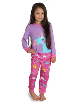 Komar Kids Girls Smiling Unicorn 2 Piece Pajama Set