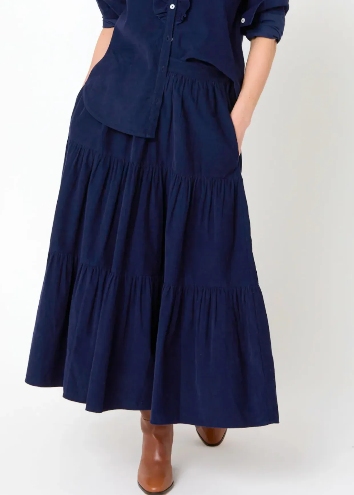 KR Gabrielle Ruffle Skirt Navy