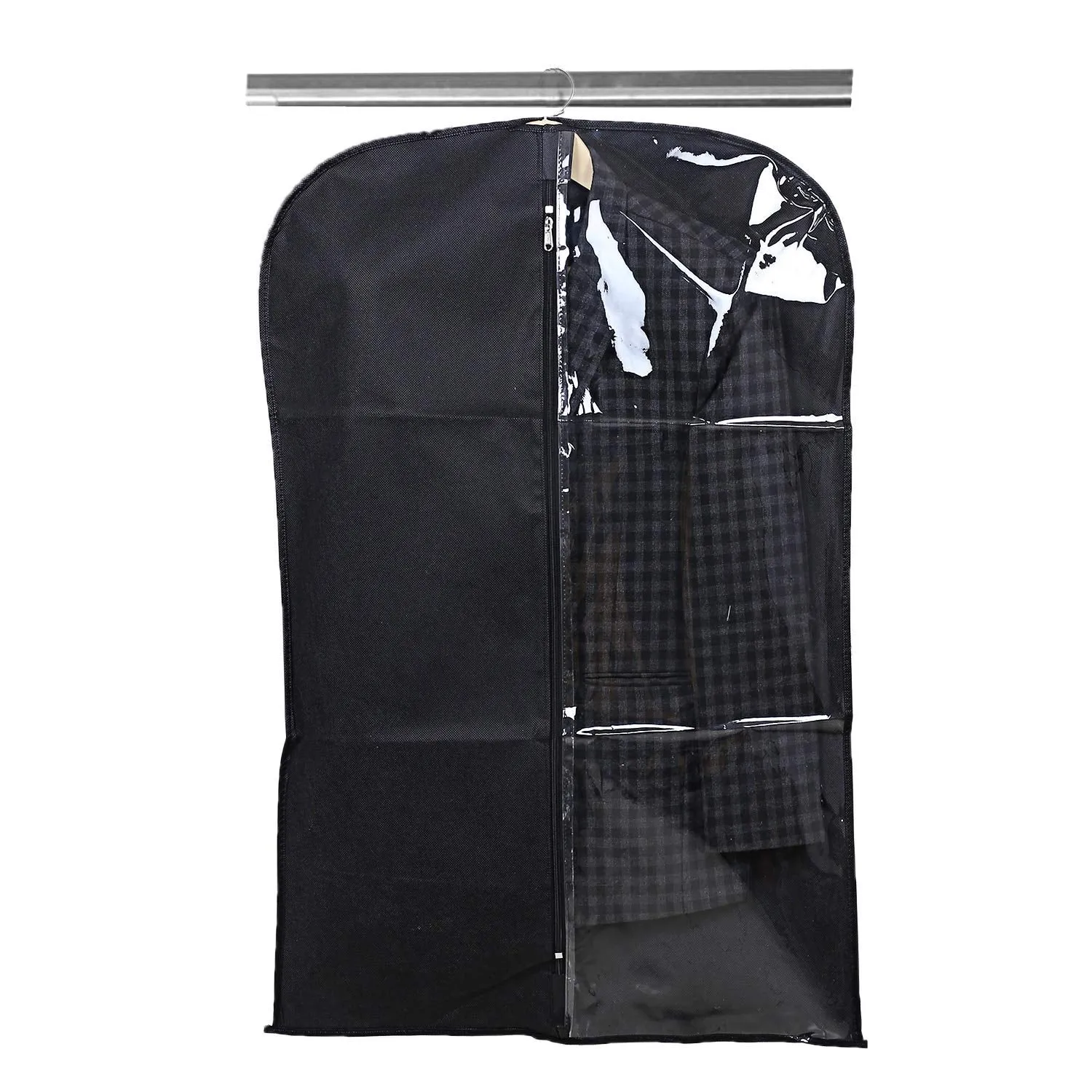 Kuber Industries 6 Pieces Half Transparent Non Woven Men's Coat Blazer Suit Cover (Black) -CTKTC41353