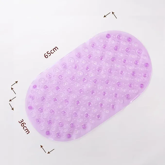 Kuber Industries Bath Mat | PVC Bathroom Mat | Shower Bath Mat | Floor Tub Mat | Bathroom Oval Mud Mat | Anti-Skid Shower Bathroom Mat |Pack of 6| Q-01B | Purple