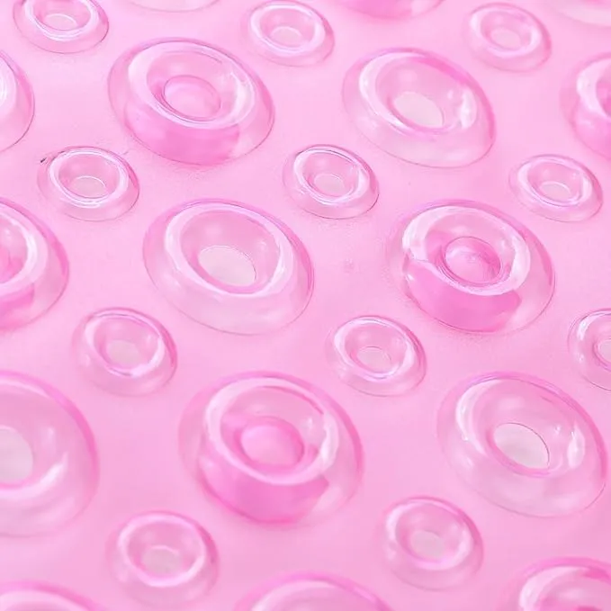 Kuber Industries Bath Mat | PVC Bathroom Mat | Shower Bath Mat | Floor Tub Mat | Bathroom Oval Mud Mat | Anti-Skid Shower Bathroom Mat | Q-01C | Pink