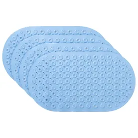 Kuber Industries Bath Mat | PVC Bathroom Mat | Shower Bath Mat | Floor Tub Mat | Bathroom Oval Mud Mat | Anti-Skid Shower Bathroom Mat | Q-02B |Pack of 4| Light Blue