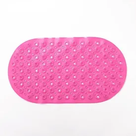 Kuber Industries Bath Mat | PVC Bathroom Mat | Shower Bath Mat | Floor Tub Mat | Bathroom Oval Mud Mat | Anti-Skid Shower Bathroom Mat | Q-02C |Pack of 4| Rose Red