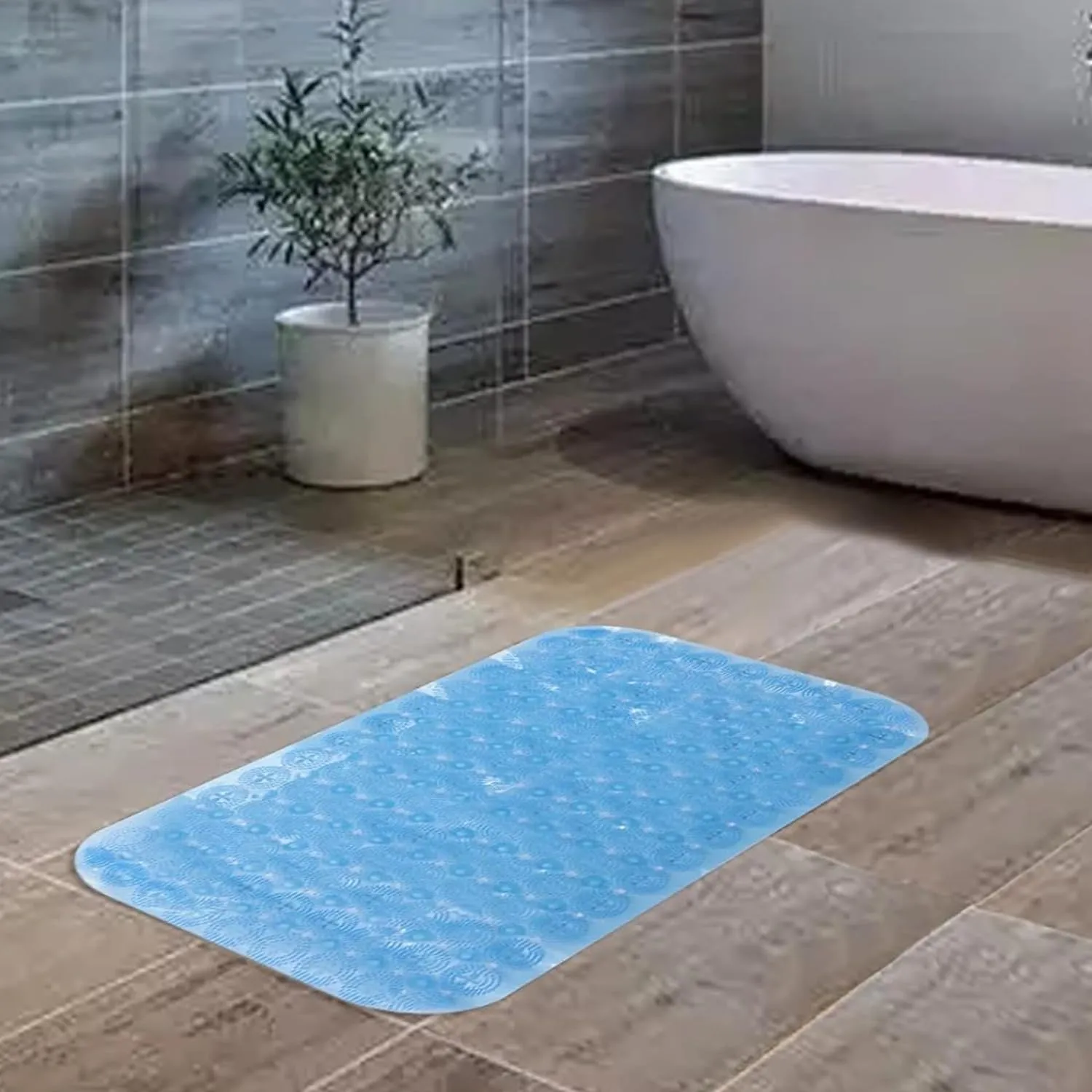 Kuber Industries Bath Mat | PVC Bathroom Mat | Shower Bath Mat | Floor Tub Mat | Foot Massager Mat | Anti-Skid Shower Bathroom Mat | B-01A |Pack of 4| Blue