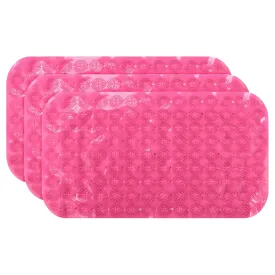 Kuber Industries Bath Mat | PVC Bathroom Mat | Shower Bath Mat | Floor Tub Mat | Foot Massager Mat | Anti-Skid Shower Bathroom Mat | B-02D |Pack of 3| Rose Red