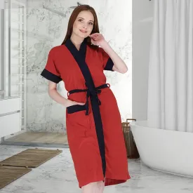 Kuber Industries Bathrobe for Women Micro Terry Cotton Towel Robe | Soft and Easy to Absorb & Dry| Unisex Bathrobe (Red) (Pack Of 4)