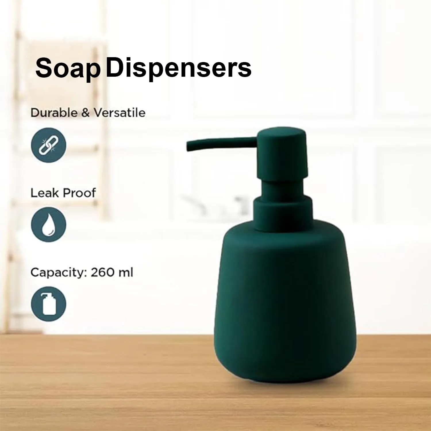 Kuber Industries Liquid Soap Dispenser | Handwash Soap Dispenser | Soap Dispenser for Wash Basin | Shampoo Dispenser Bottle | Bathroom Dispenser Bottle | Pack of 3 | JY00159GN | 260 ml | Green