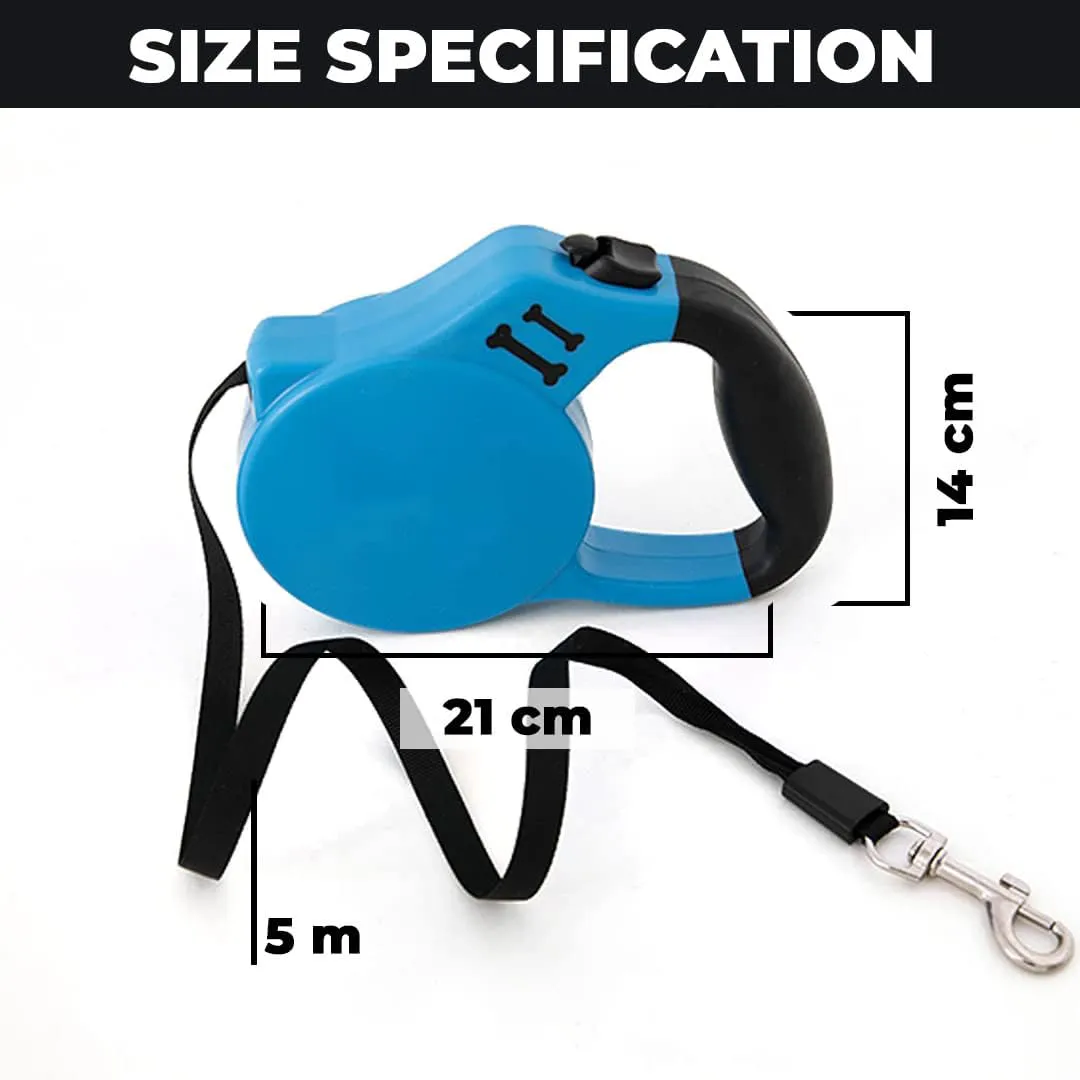 Kuber Industries Pack of 6 Retractable Dog Leash|One Button Break with Safety Lock|Automatic & Non-Slip Handle|Soft Padded Handle for Comfortable Grip|Pet Training & Walking Accessory|Blue