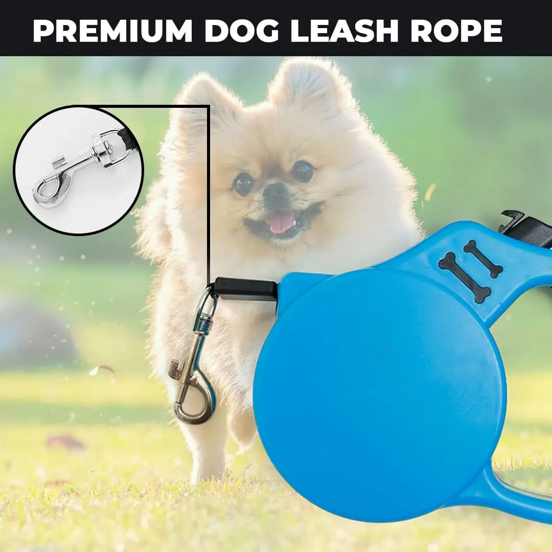 Kuber Industries Pack of 6 Retractable Dog Leash|One Button Break with Safety Lock|Automatic & Non-Slip Handle|Soft Padded Handle for Comfortable Grip|Pet Training & Walking Accessory|Blue