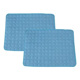 Kuber Industries Rectangular Dog & Cat Bed|Premium Cool Ice Silk with Polyester With Bottom Mesh|Multi-Utility Self-Cooling Pad For Dog & Cat|Light-weight & Durable Dog Bed|ZQCJ001B-S|Blue (Pack Of 2)