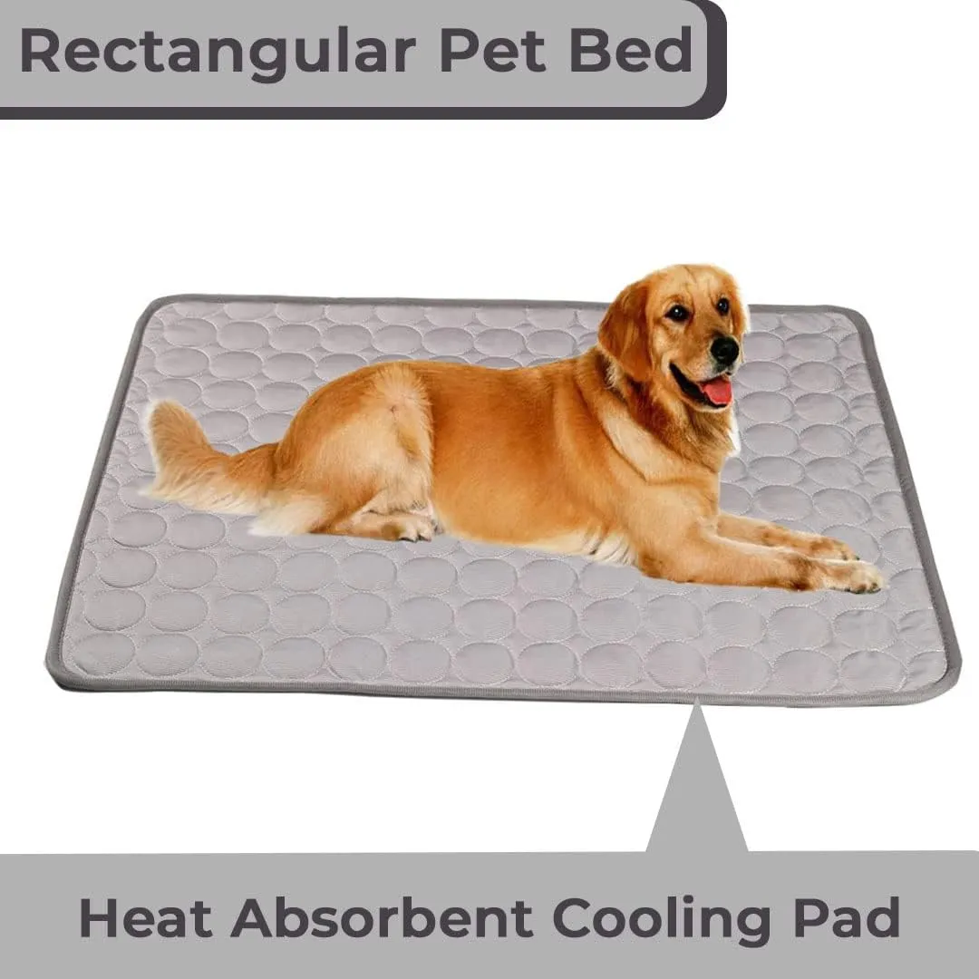 Kuber Industries Rectangular Dog & Cat Bed|Premium Cool Ice Silk with Polyester With Bottom Mesh|Multi-Utility Self-Cooling Pad For Dog & Cat|Light-weight & Durable Dog Bed|ZQCJ001G-M|Grey (Pack Of 4)