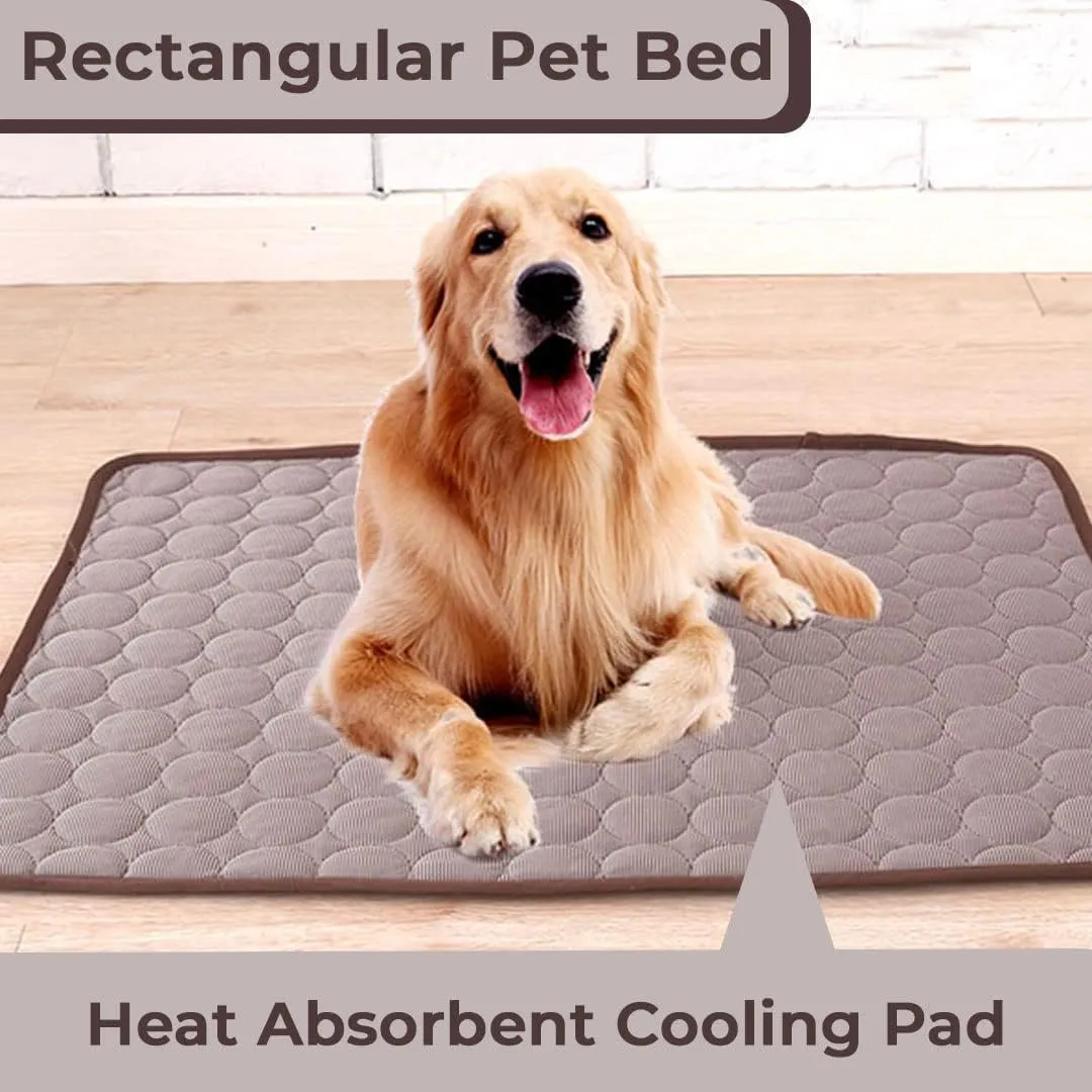 Kuber Industries Rectangular Dog & Cat Bed|Premium Cool Ice Silk with Polyester With Bottom Mesh|MultiUtility Self-Cooling Pad For Dog & Cat|Light-weight & Durable Dog Bed|ZQCJ001C-L|Coffee(Pack Of 6)