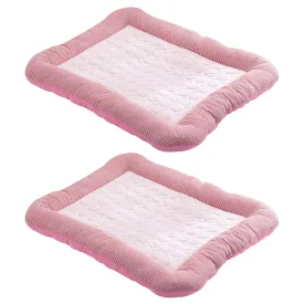 Kuber Industries Rectangular Dog & Cat Bed|Yarn Dyed Oxford Cloth|Nylon and Polyester With Cotton Filling|Self-Cooling Bed For Dog & Cat|Small Light-weight & Durable Dog Bed|ZQCJ005P-S|Pink(Pack Of 2)