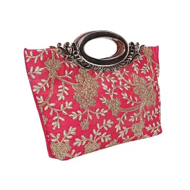 Kuber Industries Silk Clutch Ladies Handbag (Pink) -CTKTC8782