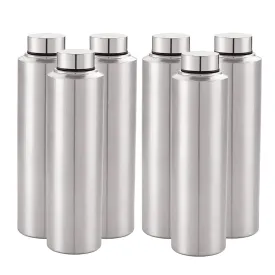 Kuber Industries Stainless Steel Water Bottle|1 LTR Food Grade, BPA Free Lid, Non-Toxic, Rust Free|Airtight, Leak Proof & Odour Free|for Home, School, Office & Gym|Water Bottle Set of 6 (Pack of 2)