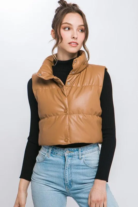 Kyndall Puffer Leather Vest