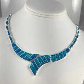 Lab Opal & Sterling Silver Inlaid Necklace