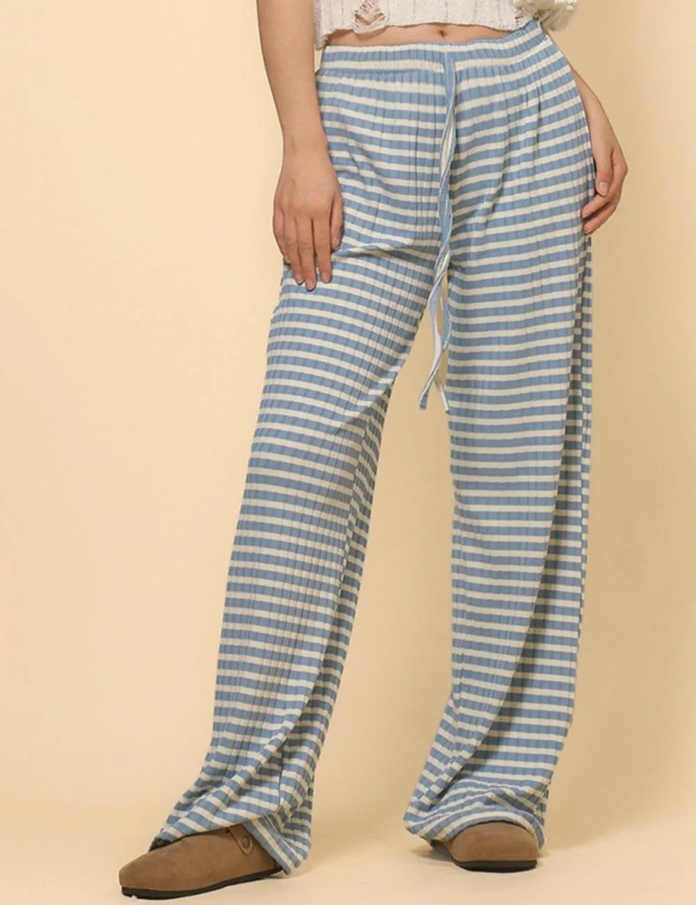 Ladies Striped Color Block Casual Pants SKP4785