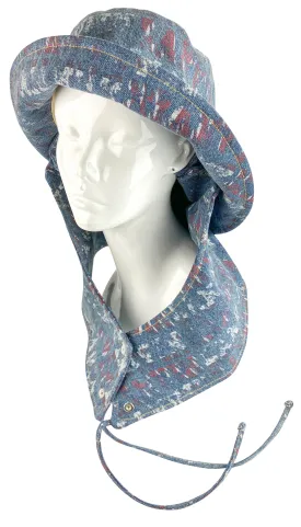 Lanvin Denim Fisherman Hat in Printed Light Blue