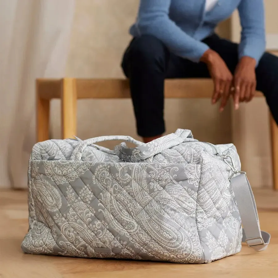 Large Travel Duffel Bag - Cloud Gray Paisley