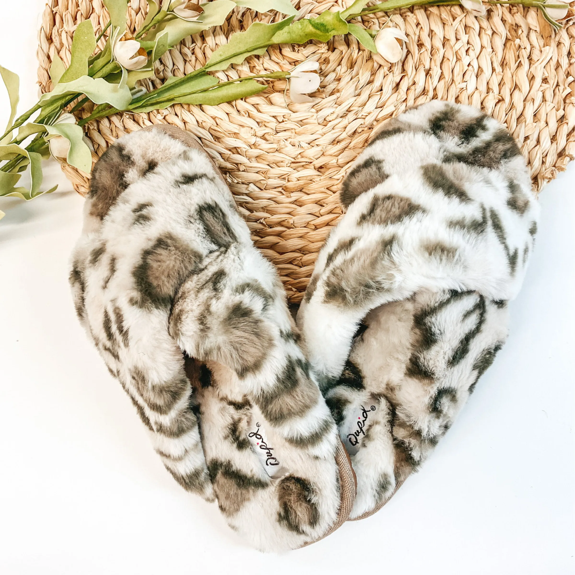 Last Chance Size 6 | Sweet Dreams Snow Leopard Criss Cross Slippers