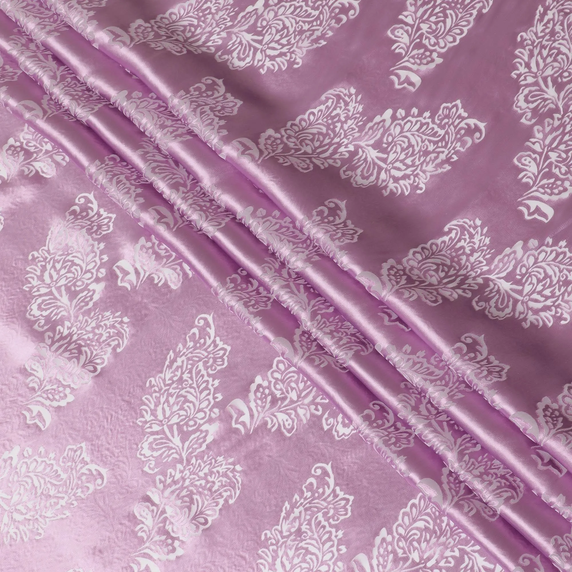 Lavender pink premium pure burnout silk chiffon fabric in floral design-D13109