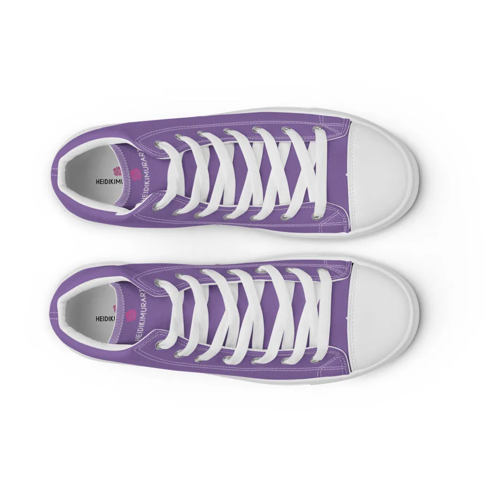 Lavender Purple Men's High Tops, Solid Purple Color Men’s High Top Canvas Sneaker Shoes (US Size: 5-13)