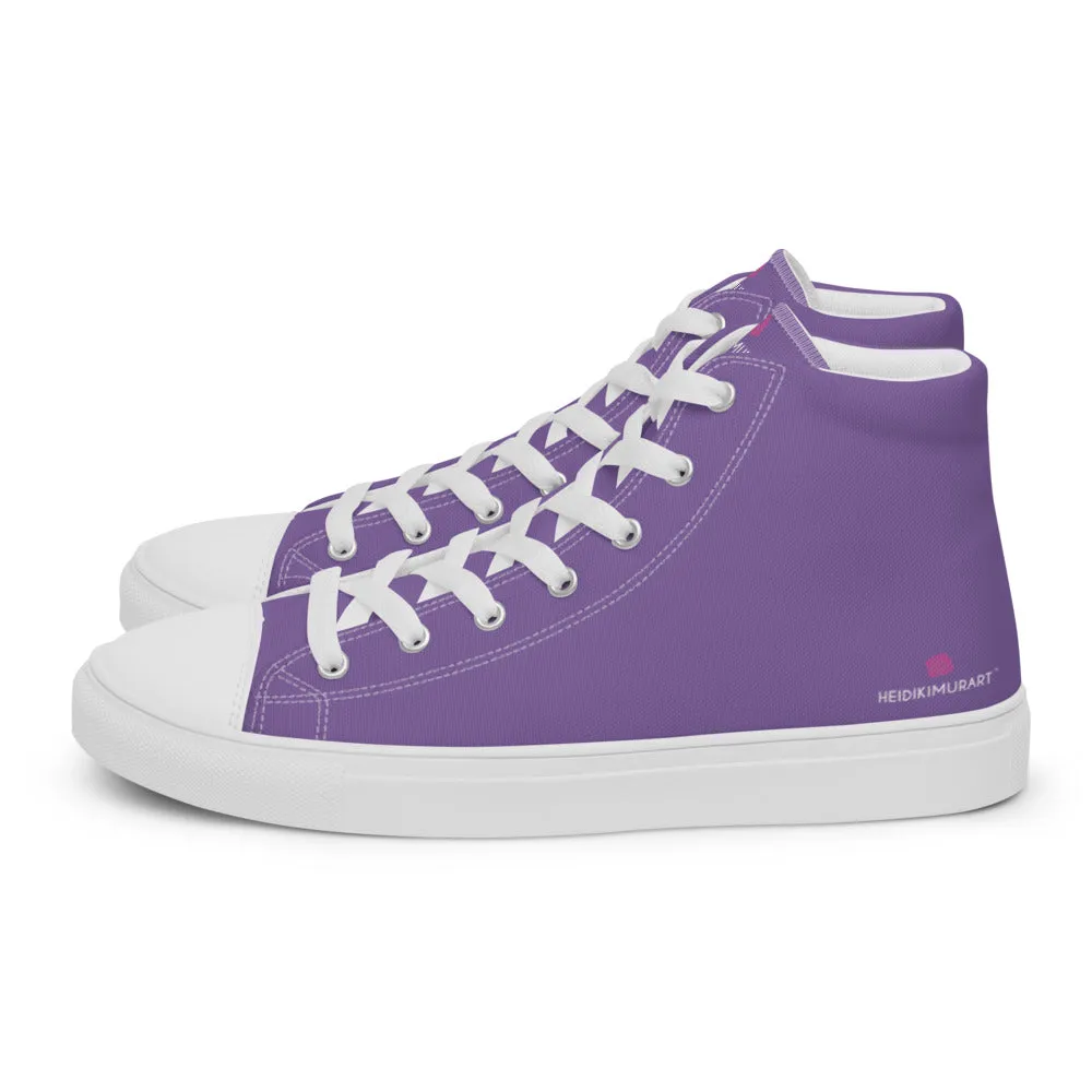 Lavender Purple Men's High Tops, Solid Purple Color Men’s High Top Canvas Sneaker Shoes (US Size: 5-13)