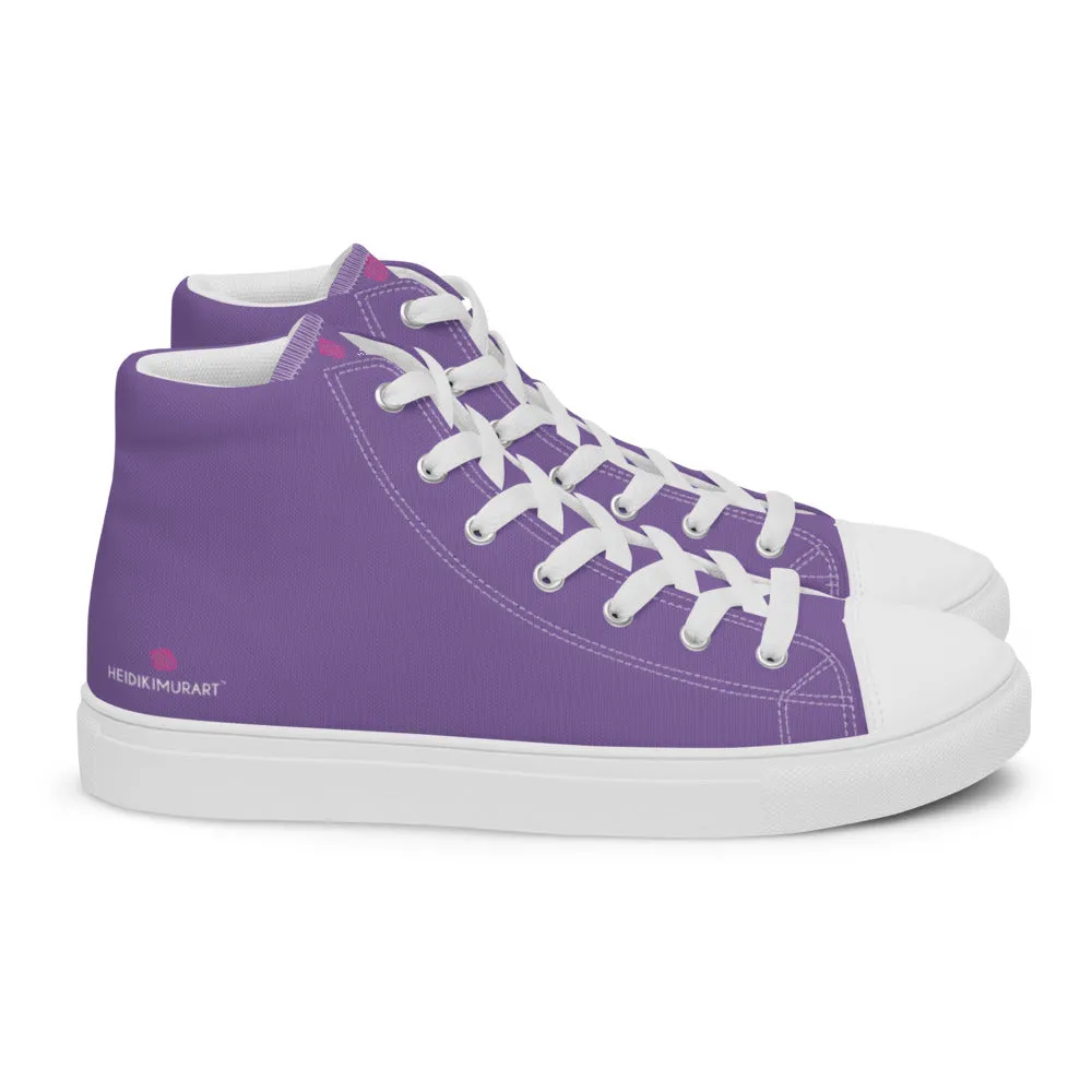 Lavender Purple Men's High Tops, Solid Purple Color Men’s High Top Canvas Sneaker Shoes (US Size: 5-13)