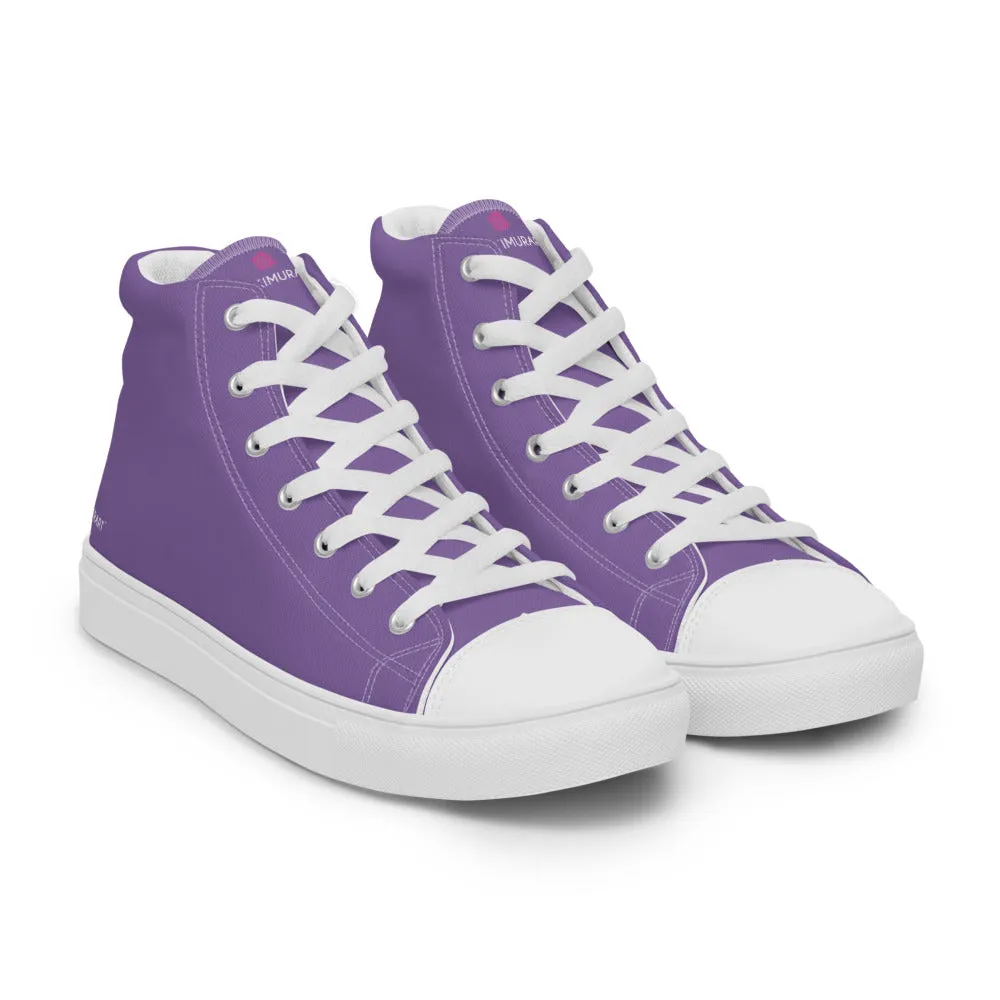 Lavender Purple Men's High Tops, Solid Purple Color Men’s High Top Canvas Sneaker Shoes (US Size: 5-13)