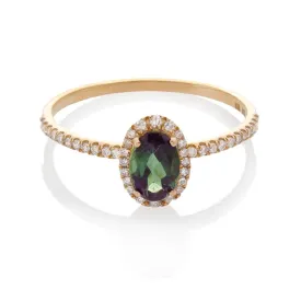 LAVISH DIAMOND RING, GREEN TOURMALINE