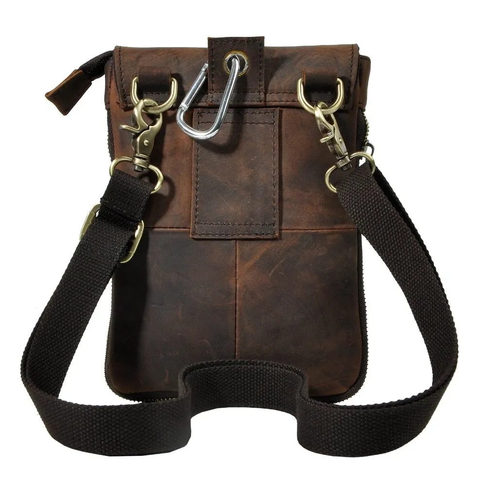 LE' AOKUU Real Leather Men's Multi-Function Messenger Satchel