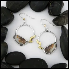 Leaf Drop Earrings with Agate